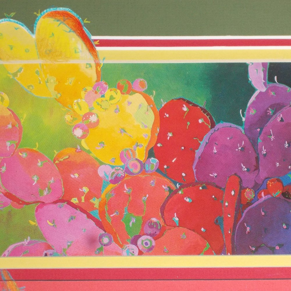 Multicolor cactus print, matted approximately 9 1/4"x7.5"
